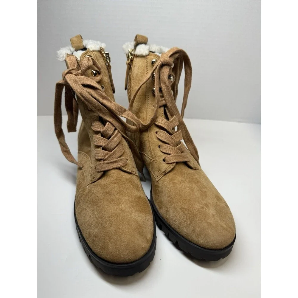 Kate Spade New York Reagan Faux Stearling Lined Lug Sole Suede Boot Sz 5.5 New